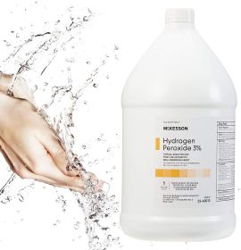 AMZ Medical Supply Hydrogen Peroxide 3%. 4 Bottles of Topical Solution.1 gal. Bottles. First aid of Minor cuts, scrapes, abrasions. Latex-Free Liquid.