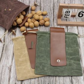 Outdoor Wet Wax Canvas Picking Bag Garden Waist Hanging Fruit Bag (Color: Khaki)