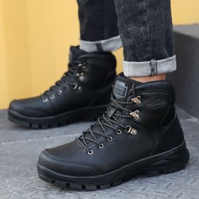 Large Size Winter Men's Shoes High-top Cotton Boots Plus Velvet To Keep Warm (Option: Black-40)