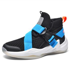 Mesh Breathable And Shock-absorbing Lightweight Soft-soled Shoes (Option: Black and blue-41)