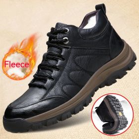 Casual Leather Shoes Simple Travel Outdoor Men's Shoes (Option: Cotton Black-40)