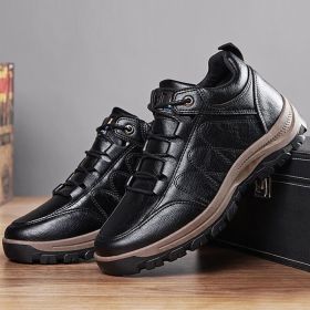 Casual Leather Shoes Simple Travel Outdoor Men's Shoes (Option: Black-43)